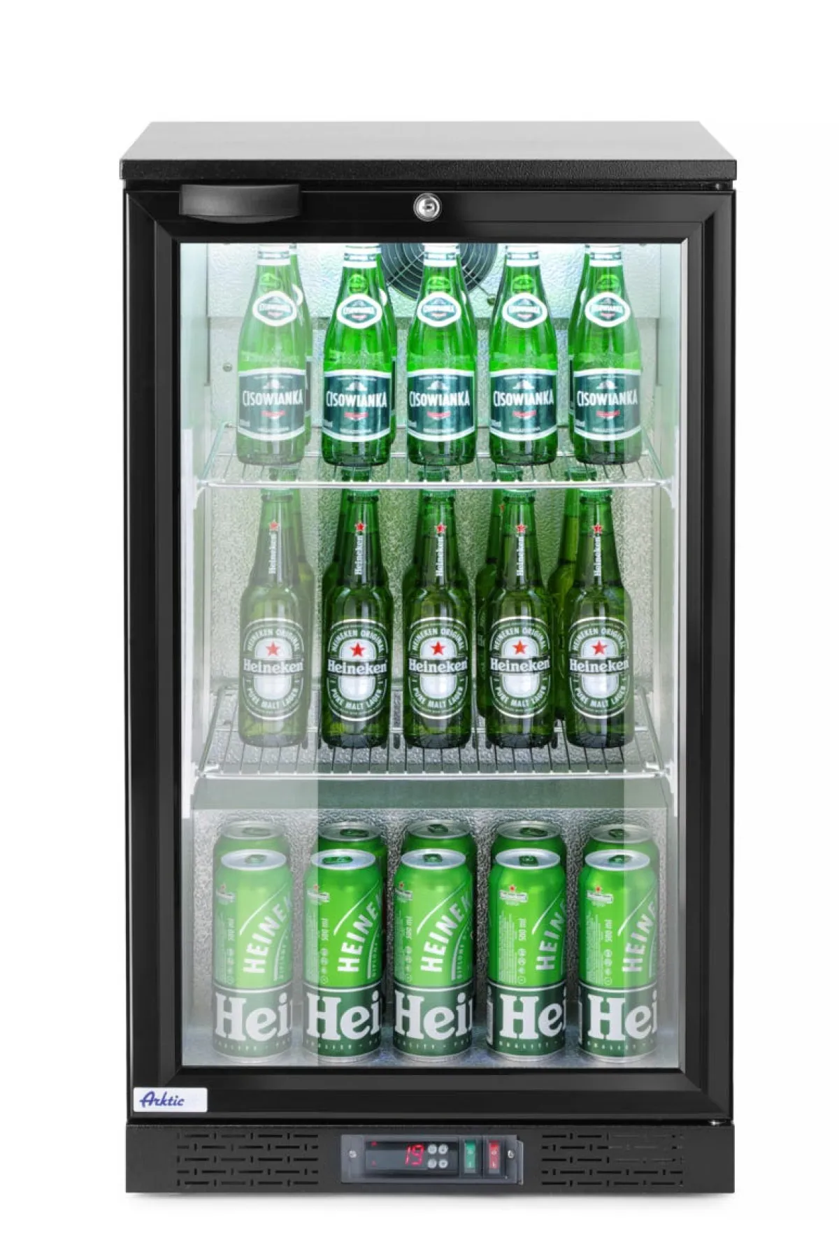 Arrière-bar 1 porte battante vitrée froid positif 86 L 2 niveaux - HENDI New