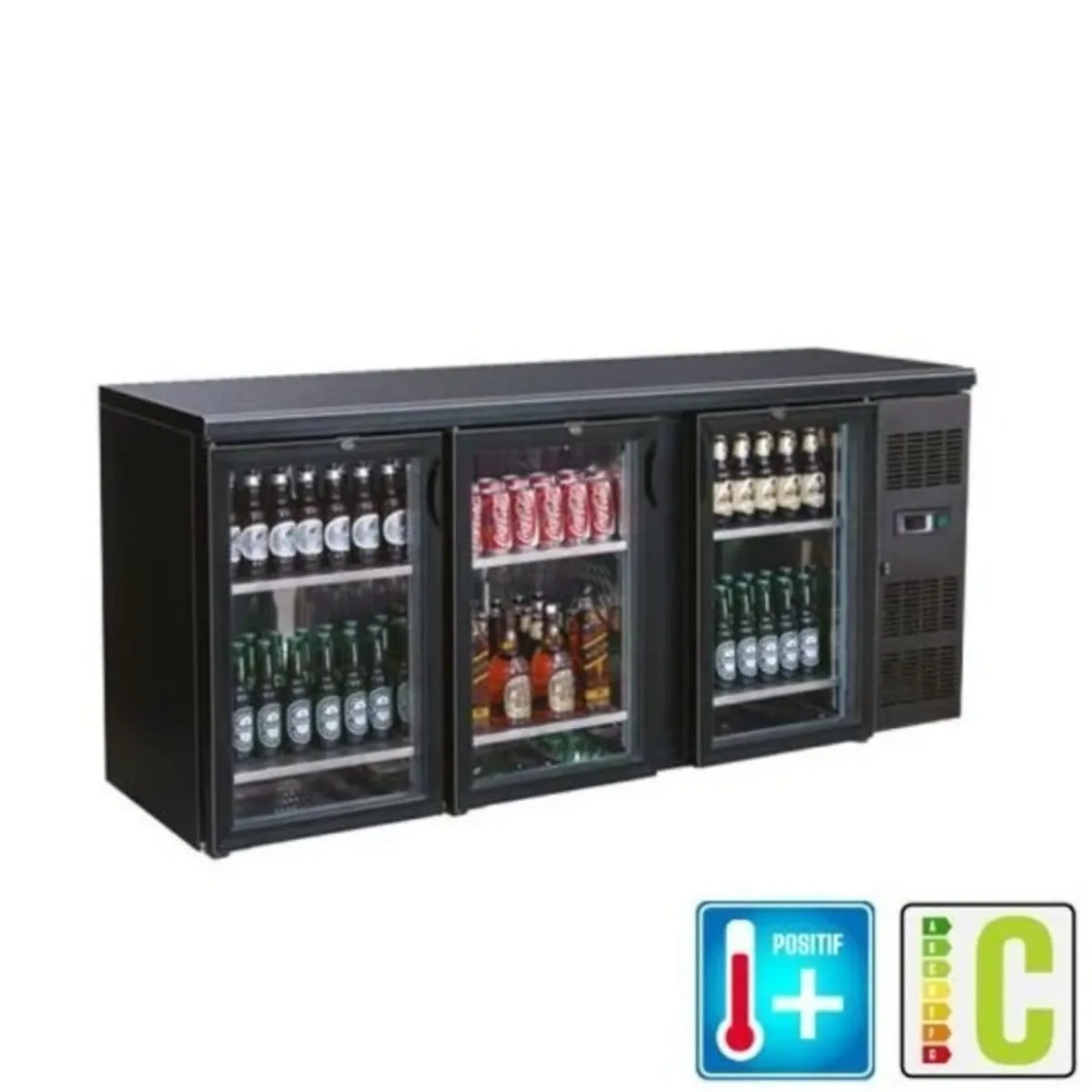 PROINOX Arrière bar 3 portes vitrées noir 537 L 6 grilles New
