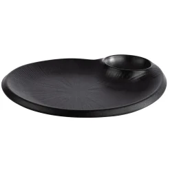 Assiette avec ramequin mélamine noir 24x20x2,5 cm Nero - APS Hot