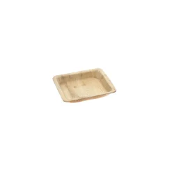 Assiette bois carré 10x10x1,5 cm Oxstal (100 pièces) - PRO.MUNDI New