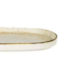 PRO.MUNDI Assiette à bord droit ovale beige porcelaine 34x22 cm Lunéa Outlet