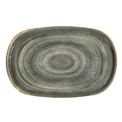 PRO.MUNDI Assiette à bord droit ovale gris anthracite porcelaine 34x22 cm Terra Sale