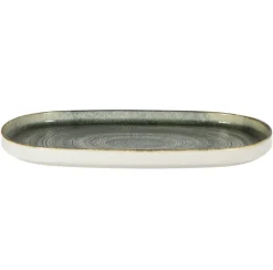 PRO.MUNDI Assiette à bord droit ovale gris anthracite porcelaine 34x22 cm Terra Sale
