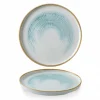 Assiette à bord droit rond Aquamarine porcelaine vitrifiée Ø 26 cm Homespun Accents - CHURCHILL New