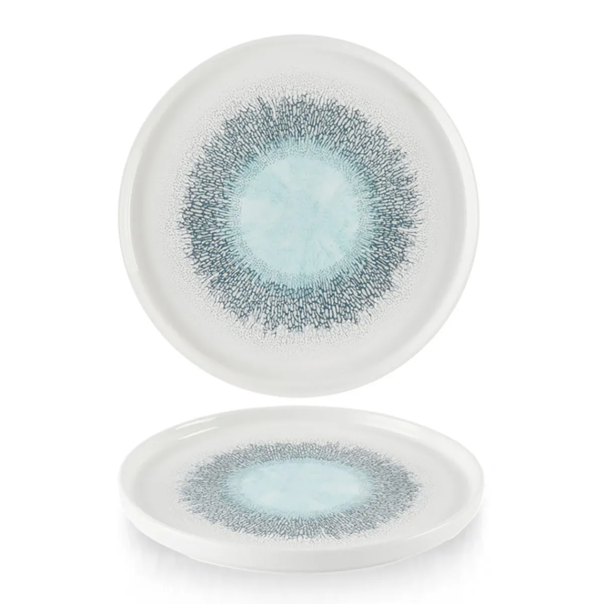 Assiette à bord droit rond Aquamarine porcelaine vitrifiée Ø 21 cm Fusion - CHURCHILL Online