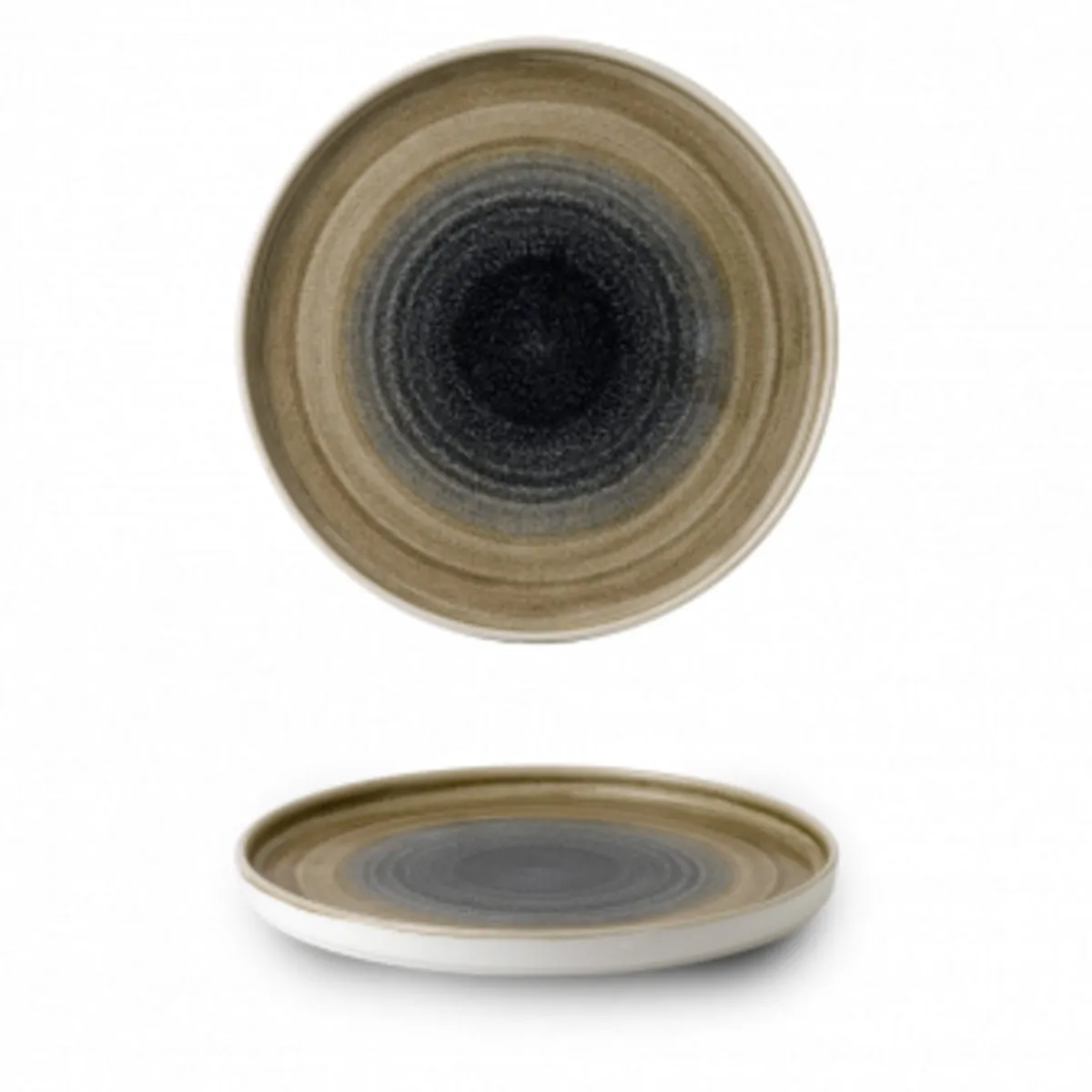 Assiette à bord droit rond aqueous bayou porcelaine vitrifiée Ø 26 cm Stonecast Aquaeous - CHURCHILL New