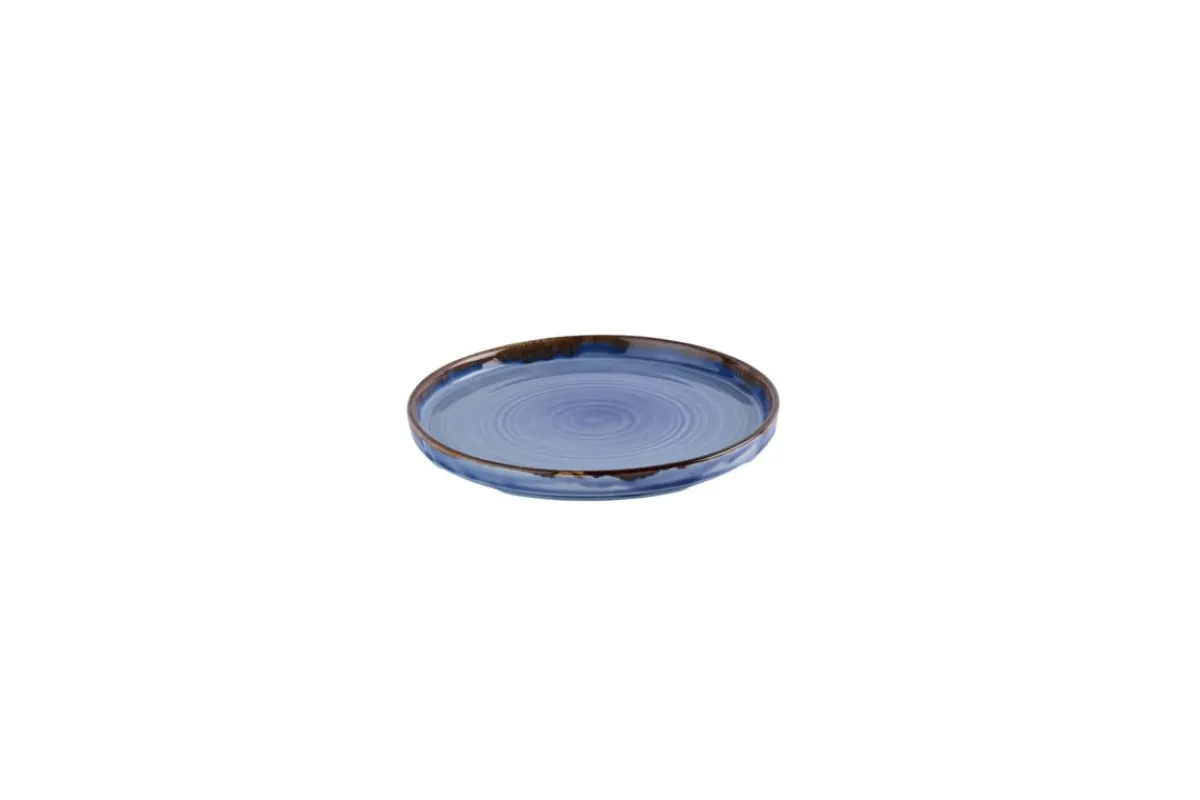 Assiette bord droit rond bleu indigo porcelaine vitrifiée Ø 21 cm Harvest - DUDSON Clearance