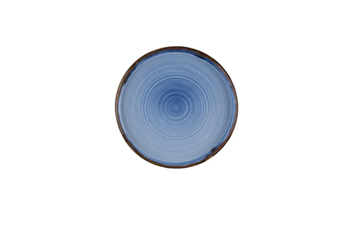 Assiette bord droit rond bleu indigo porcelaine vitrifiée Ø 21 cm Harvest - DUDSON Clearance