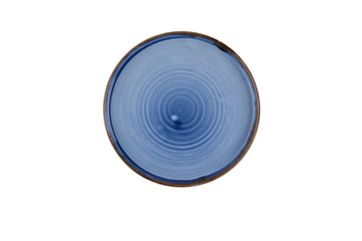 DUDSON Assiette bord droit rond bleu indigo porcelaine vitrifiée Ø 26 cm Harvest Sale