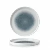 CHURCHILL Assiette à bord droit rond bleu porcelaine vitrifiée Ø 21 cm 26x26 cm Raku Topaz