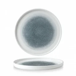 CHURCHILL Assiette à bord droit rond bleu porcelaine vitrifiée Ø 26 cm Raku Topaz Online