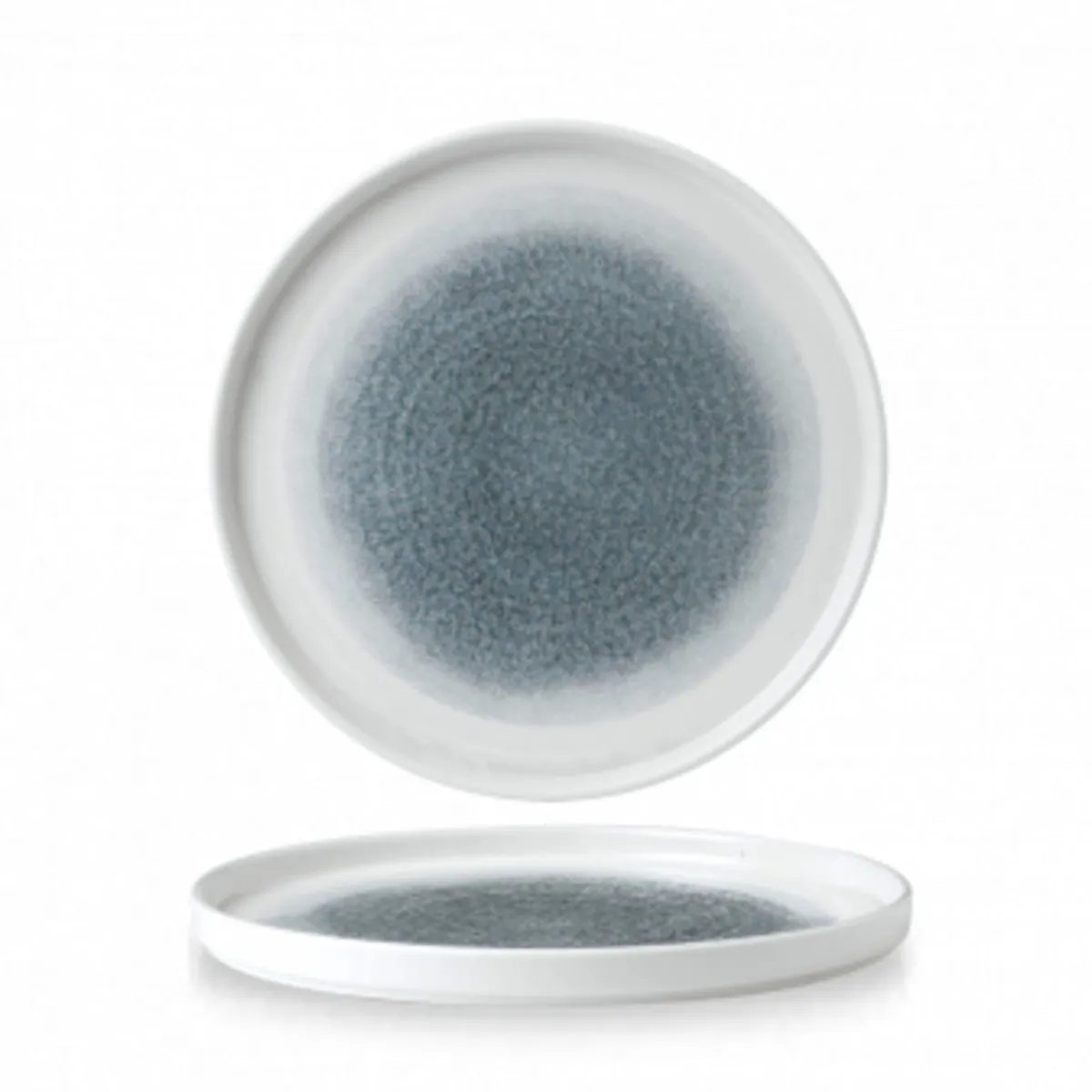 CHURCHILL Assiette à bord droit rond bleu porcelaine vitrifiée Ø 26 cm Raku Topaz Online