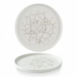 Assiette à bord droit rond gris porcelaine vitrifiée Ø 26 cm Kintsugi Pearl Grey - CHURCHILL New