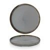 DUDSON Assiette à bord droit rond gris porcelaine vitrifiée 26 cm Harvest Discount