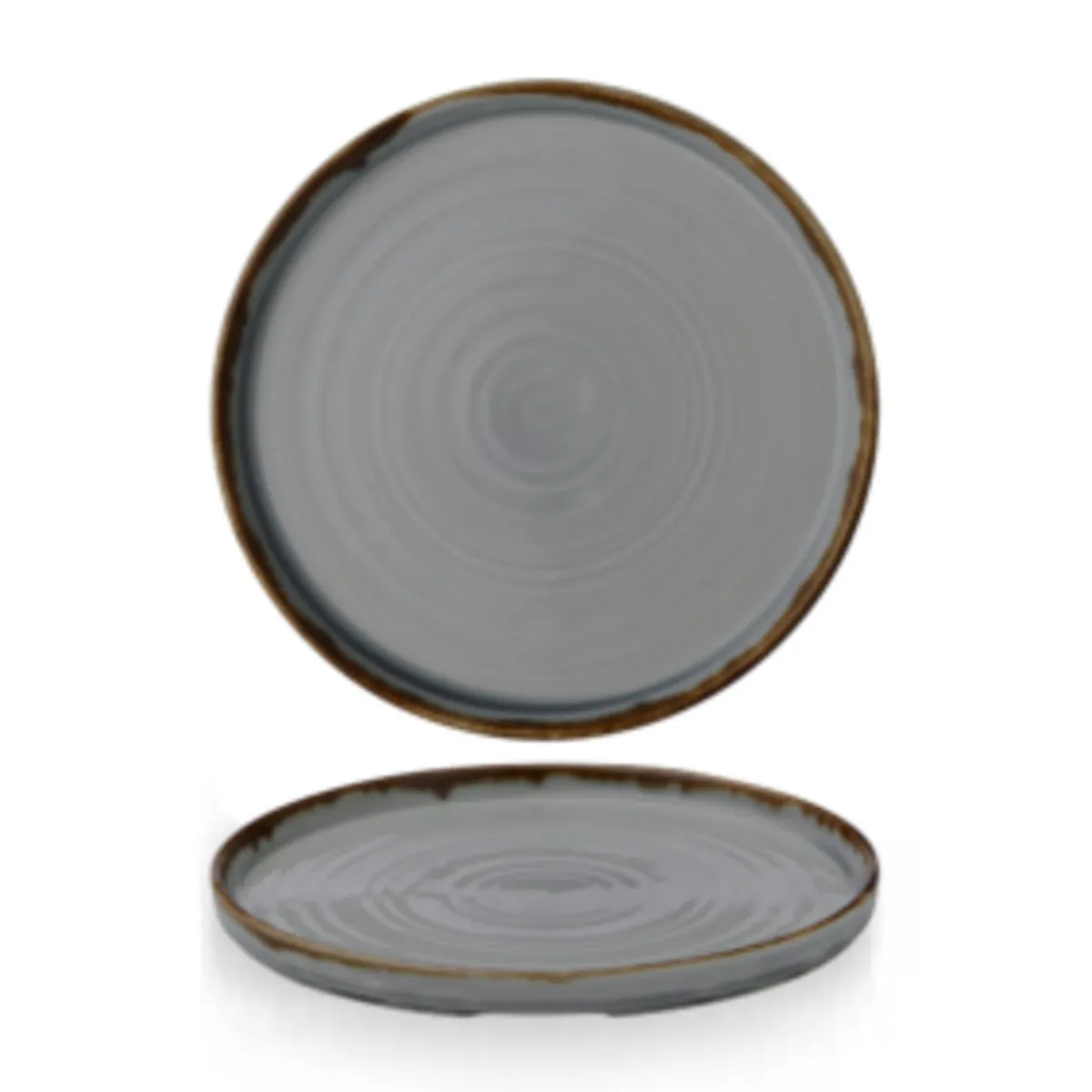 Assiette à bord droit rond gris porcelaine vitrifiée Ø 21 cm Harvest - DUDSON New