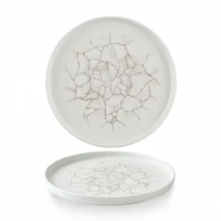 Assiette à bord droit rond gris porcelaine vitrifiée Ø 21 cm Kintsugi Pearl Grey - CHURCHILL