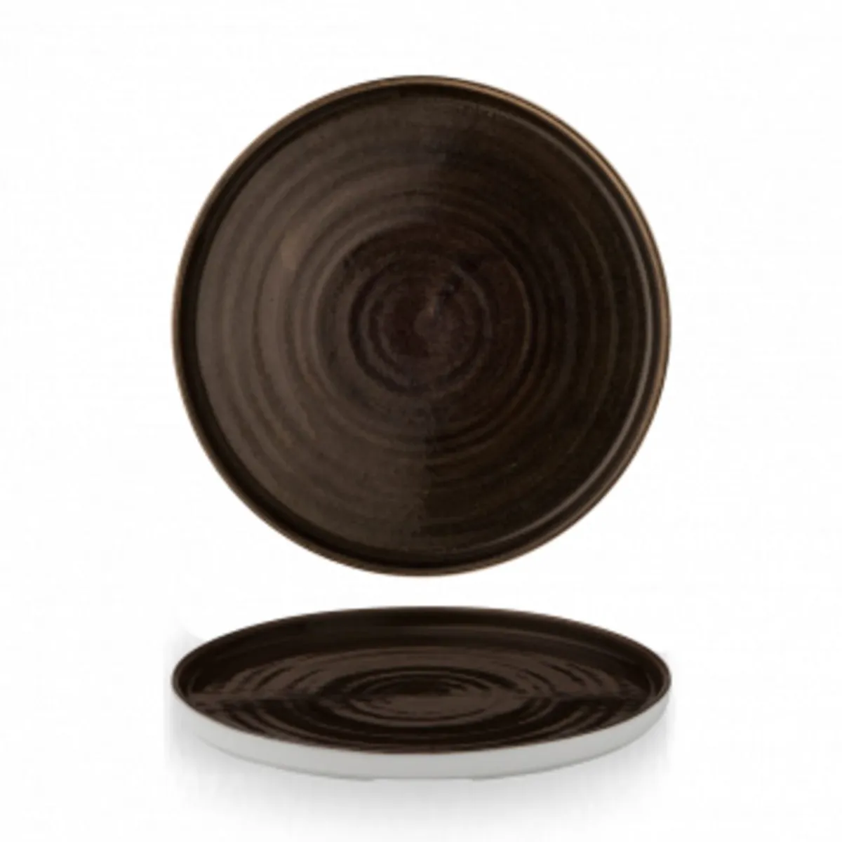 Assiette à bord droit rond iron black porcelaine vitrifiée Ø 21 cm 19,2 cm Stonecast Patina - CHURCHILL Clearance
