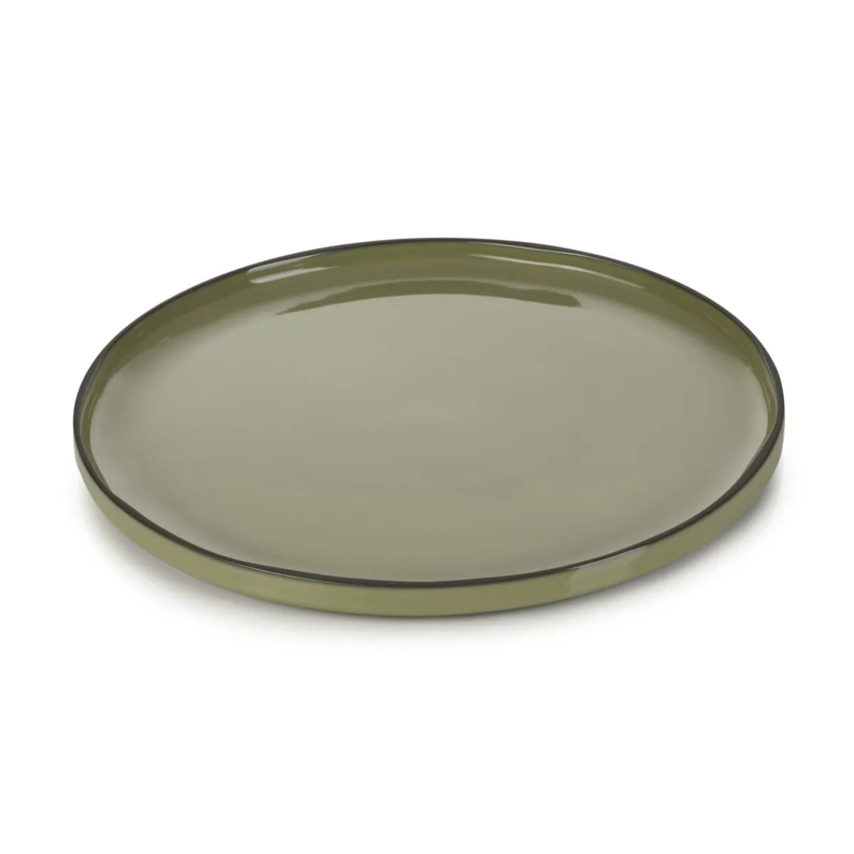 REVOL Assiette à bord droit rond kaki porcelaine culinaire Ø 33 cm Caractère Outlet