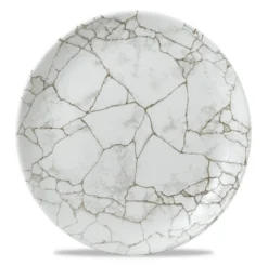 CHURCHILL Assiette à bord droit rond marron porcelaine vitrifiée Ø 21 cm Kintsugi Agate Grey Sale
