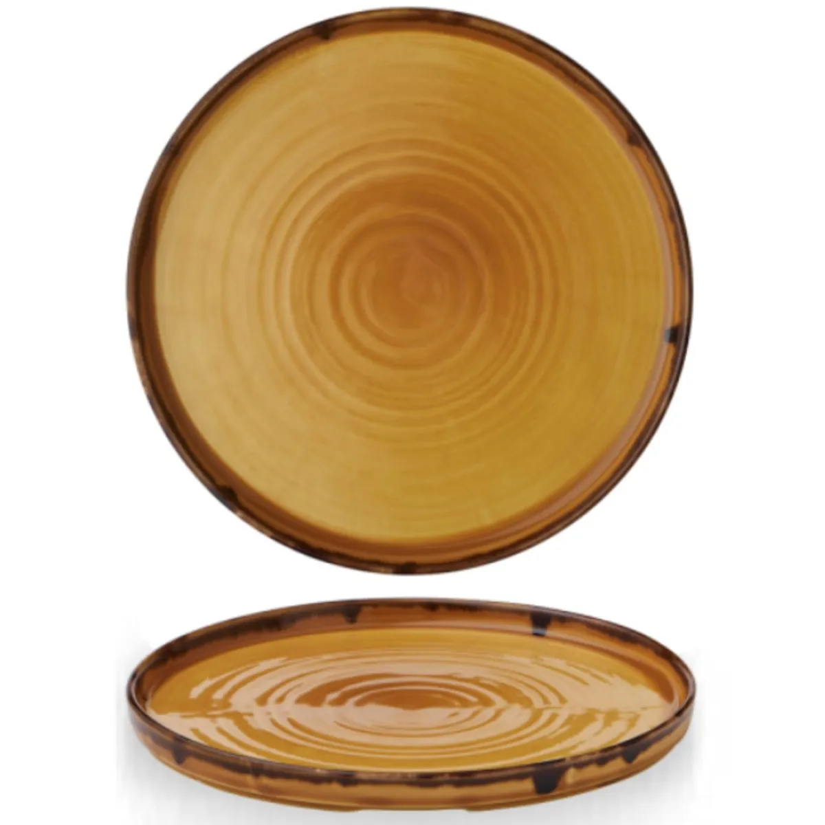 Assiette à bord droit rond moutarde porcelaine vitrifiée Ø 26 cm Harvest - DUDSON Discount