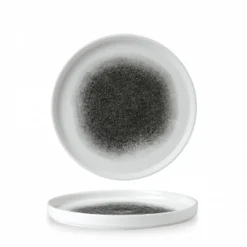 CHURCHILL Assiette à bord droit rond noir porcelaine vitrifiée Ø 21 cm 34,4x23,4 cm Raku Quartz Discount