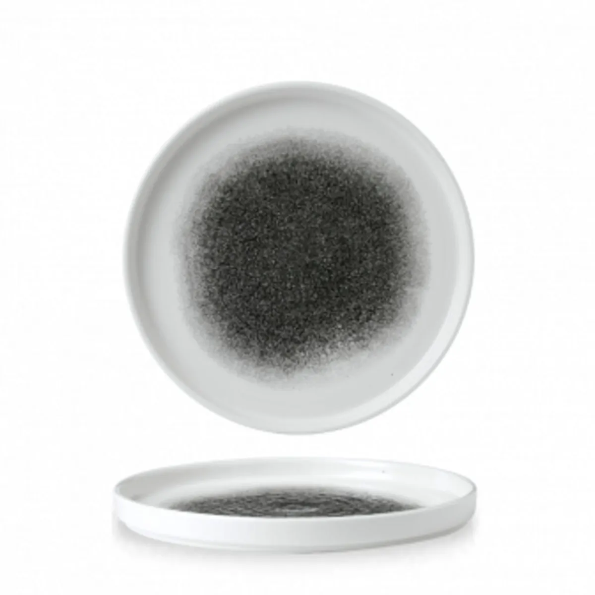 CHURCHILL Assiette à bord droit rond noir porcelaine vitrifiée Ø 21 cm 34,4x23,4 cm Raku Quartz Discount