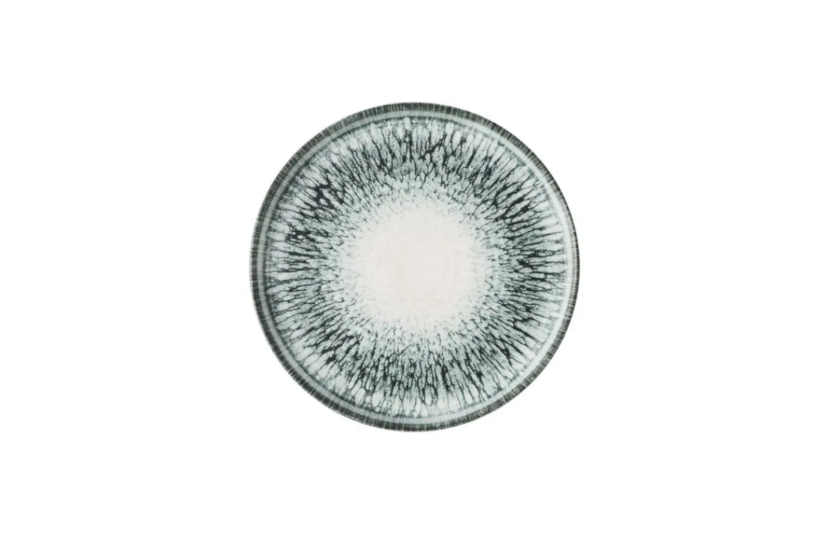 Assiette à bord droit rond noir porcelaine vitrifiée Ø 21 cm Inked Lume - CHURCHILL Best