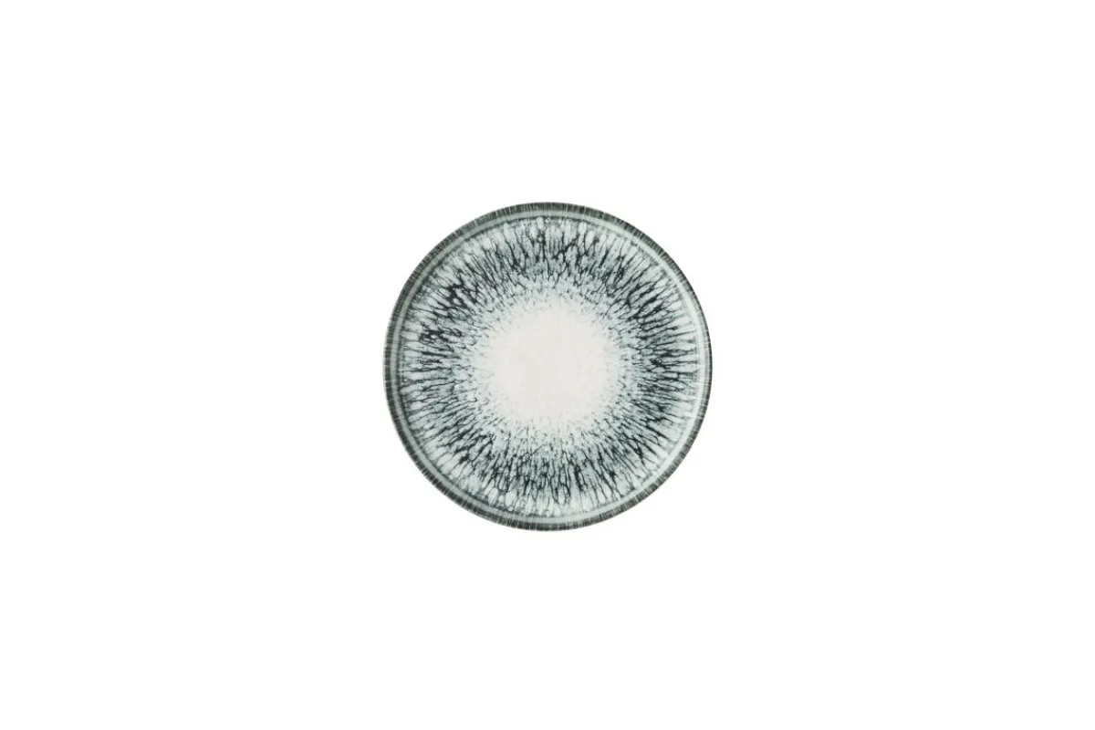 CHURCHILL Assiette à bord droit rond noir porcelaine vitrifiée Ø 15,7 cm Inked Lume Online