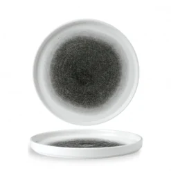 Assiette à bord droit rond noir porcelaine vitrifiée Ø 26 cm Raku Quartz - CHURCHILL Sale