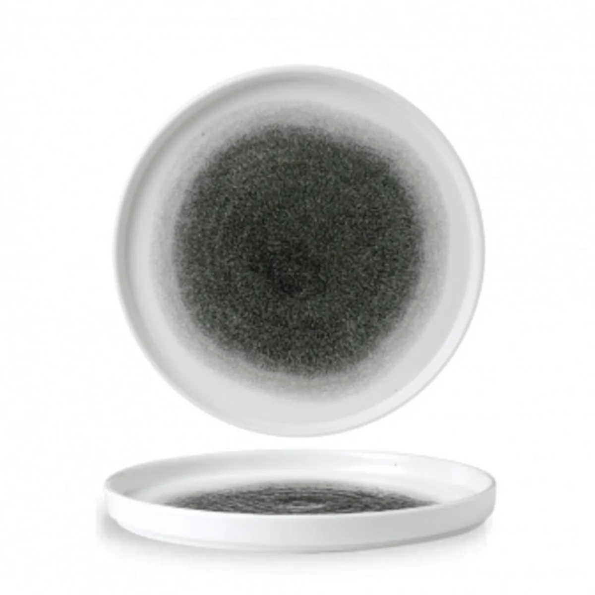 Assiette à bord droit rond noir porcelaine vitrifiée Ø 26 cm Raku Quartz - CHURCHILL Sale