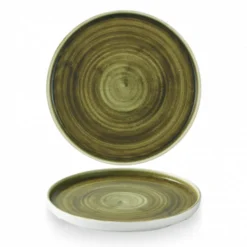 Assiette à bord droit rond olive porcelaine vitrifiée Ø 26 cm Stonecast Plume - CHURCHILL Hot