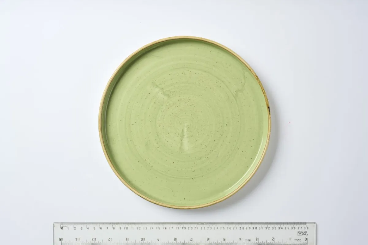 CHURCHILL Assiette à bord droit rond Sage Green porcelaine vitrifiée Ø 26 cm Stonecast Sage