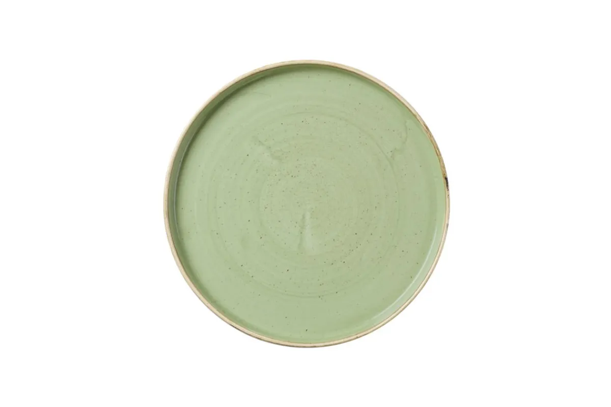 CHURCHILL Assiette à bord droit rond Sage Green porcelaine vitrifiée Ø 26 cm Stonecast Sage