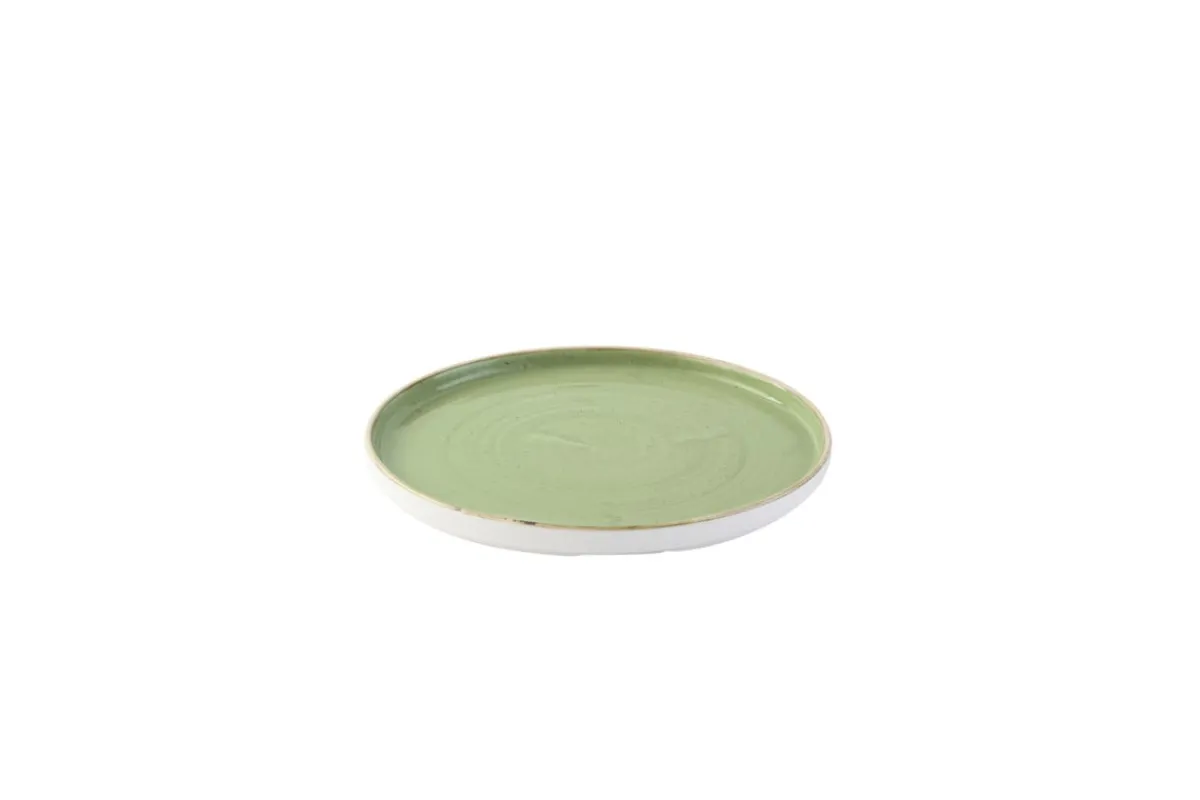CHURCHILL Assiette à bord droit rond Sage Green porcelaine vitrifiée Ø 26 cm Stonecast Sage