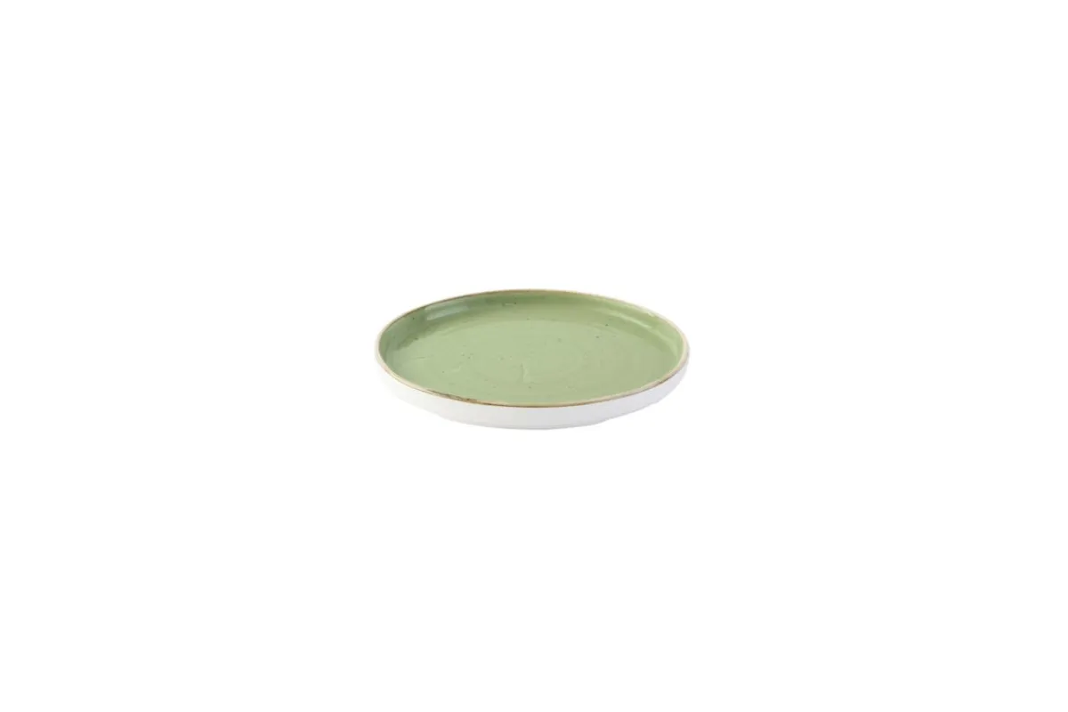 Assiette à bord droit rond Sage Green porcelaine vitrifiée Ø 21 cm Stonecast Sage - CHURCHILL Clearance