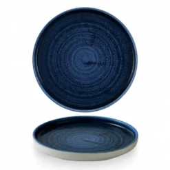 Assiette à bord droit rond ultramarine porcelaine vitrifiée Ø 26 cm Stonecast Plume - CHURCHILL Online