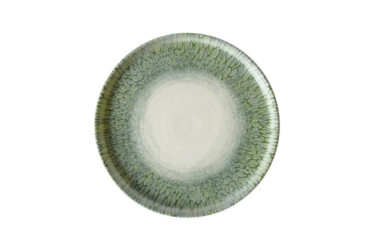 DUDSON Assiette à bord droit vert porcelaine vitrifiée Ø 21 cm Butterfly Clearance