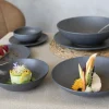 ACCOLADE Assiette bowl rond gris brun grès émaillé Ø 24 cm Enigma Hot