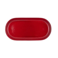 PRO.MUNDI Assiette à burger ovale rouge grès émaillé 29x14 cm Gres Couleur Outlet