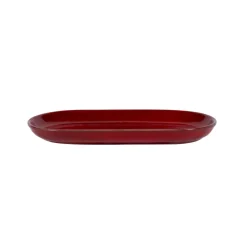 PRO.MUNDI Assiette à burger ovale rouge grès émaillé 29x14 cm Gres Couleur Outlet