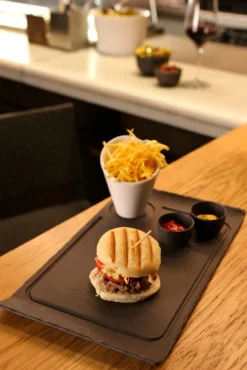 REVOL Assiette à burger rectangulaire noir porcelaine culinaire 33x20 cm Basalt New
