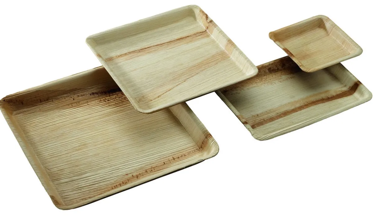 Assiette carré bois carré 10x10x1,5 cm Oxstal (100 pièces) - PRO.MUNDI Hot