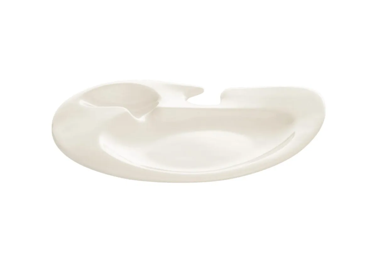 Assiette cocktail ovale ivoire porcelaine vitrifiée 22,7x18,6 cm Nabur - RAK New