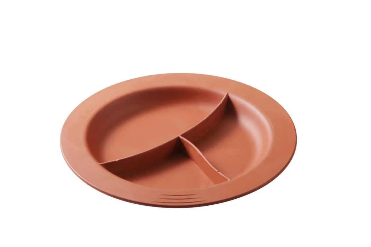SAINT ROMAIN Assiette à 3 compartiments rond terracotta fibre végétale Ø 23,5 cm Liliroc Discount
