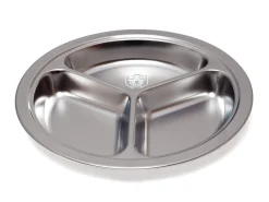 PLASTOREX Assiette à 3 compartiments rond argent inox Ø 20 cm Inox New