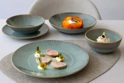 Assiette coupe creuse rond bleu vert grès émaillé Ø 17 cm Lotus - ACCOLADE Hot
