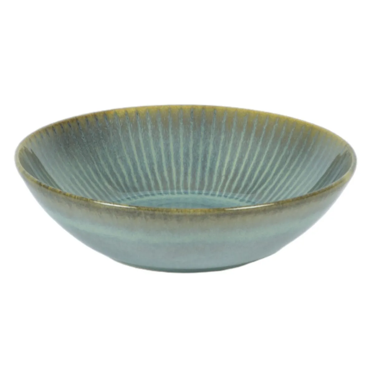 Assiette coupe creuse rond bleu vert grès émaillé Ø 17 cm Lotus - ACCOLADE Hot