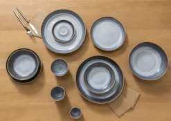 PRO.MUNDI Assiette coupe creuse rond bleu glacier grès émaillé Ø 22 cm Snow Discount