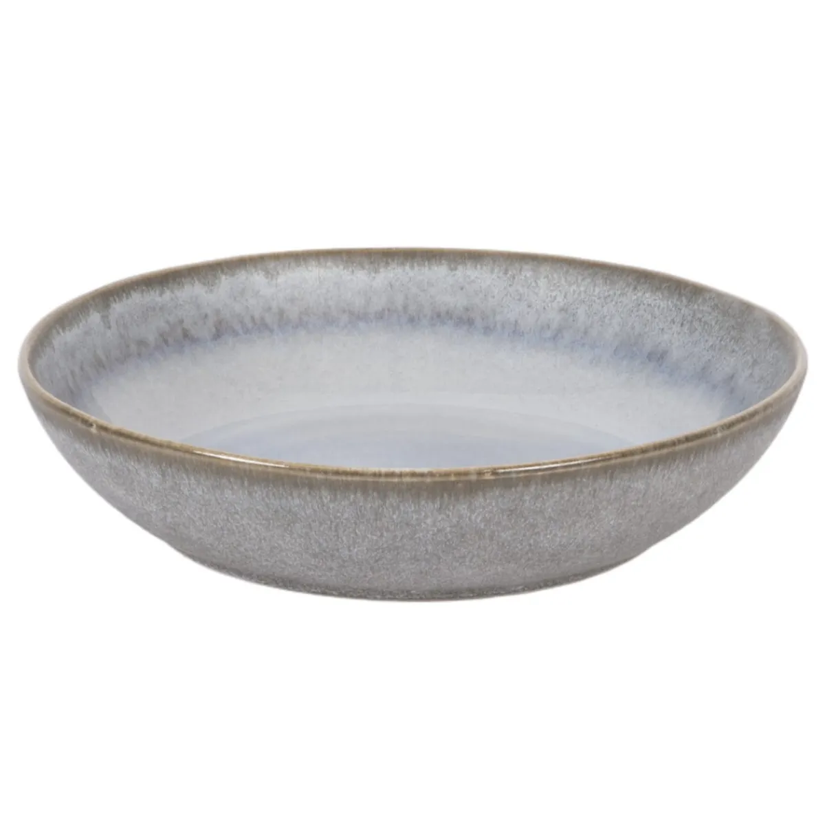 PRO.MUNDI Assiette coupe creuse rond bleu glacier grès émaillé Ø 22 cm Snow Discount