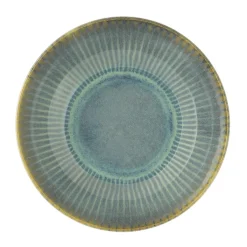 ACCOLADE Assiette coupe creuse rond bleu vert grès émaillé Ø 22 cm Lotus Outlet